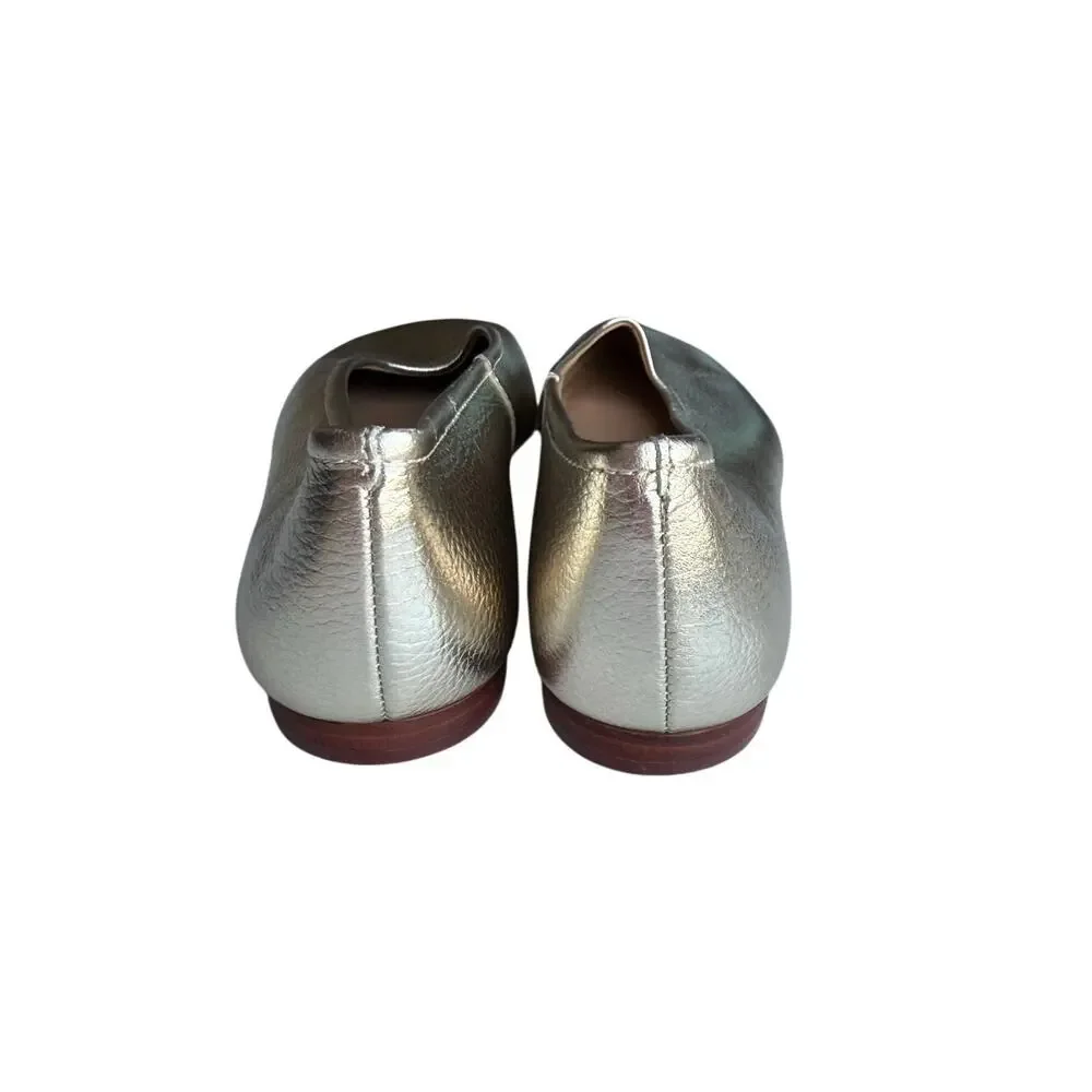 Aerosoles Gold Pebbled Leather Flats Size 9.5 NEW NWOT
